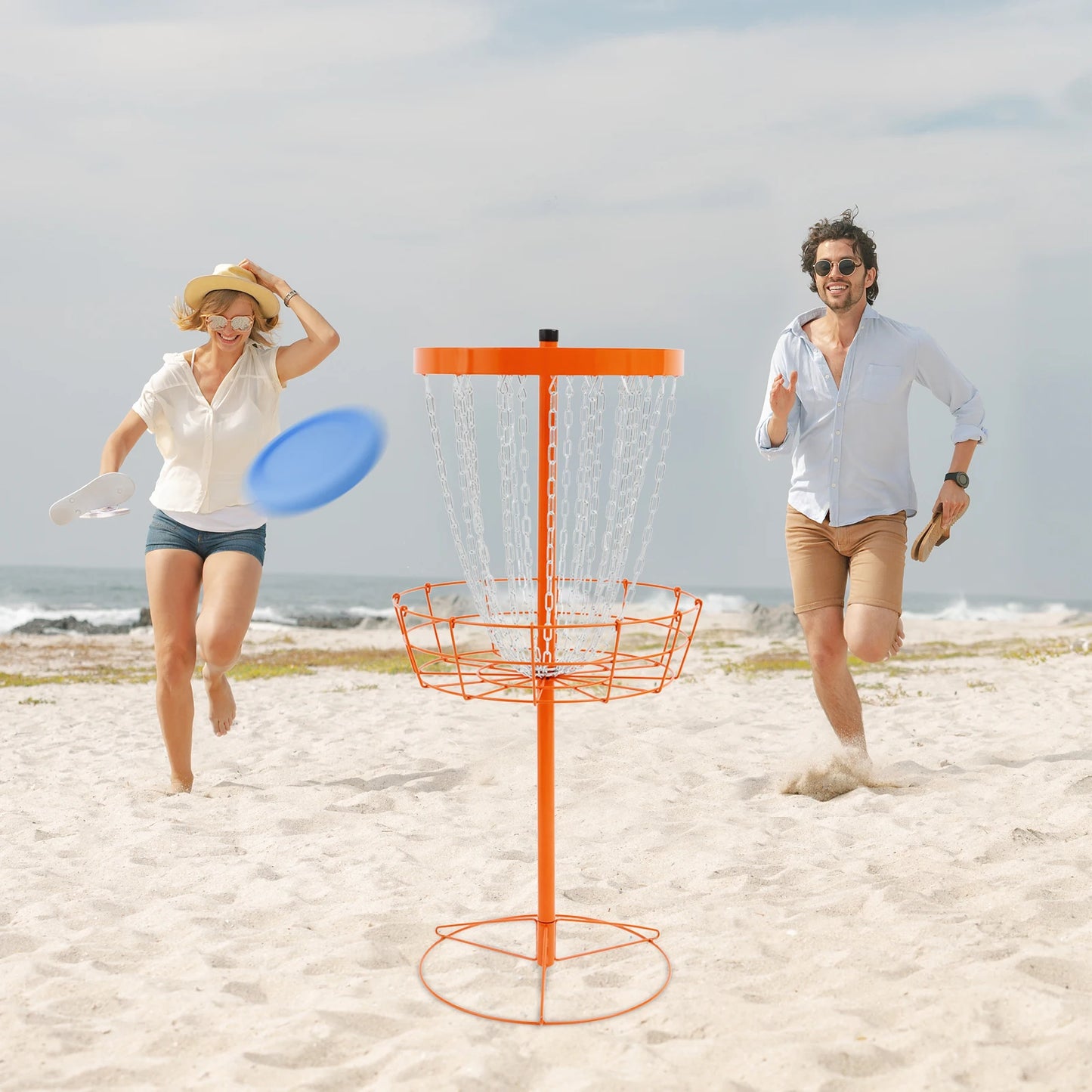 Disc Golf Basket Disc Golf Training Stand 24 Chain Portable Disc Golf Target for Golf Game Flying Disc Camping Outdoor