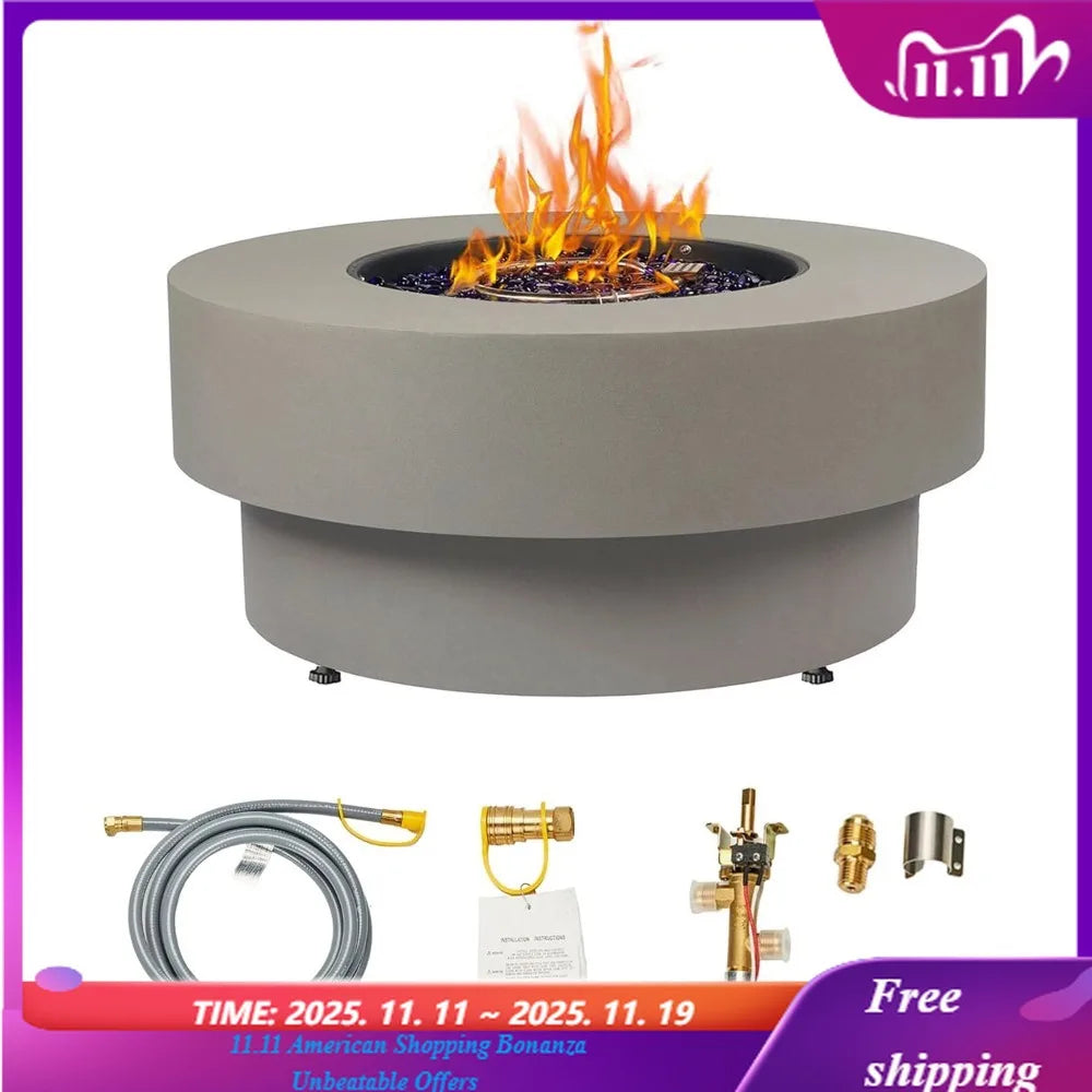 Outdoor Gas Fire Pit Table 50,000 BTU Convertible Propane Natural Gas