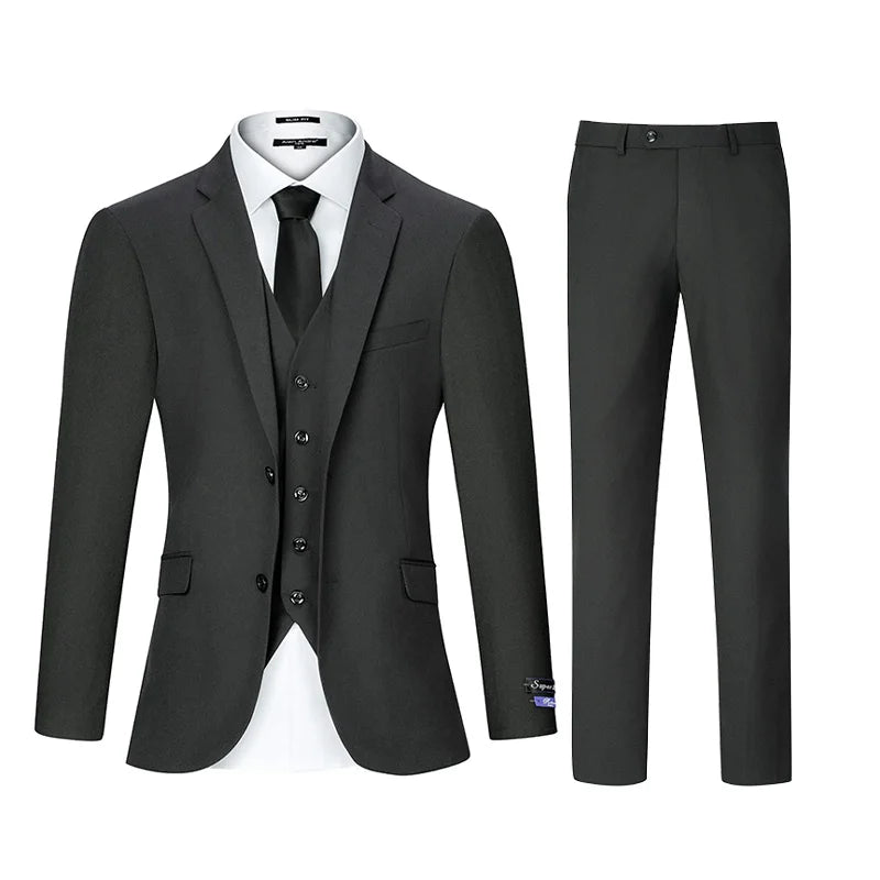 Men's Classic 3-Piece Suit Set Blazer With Button Details Regular Fit