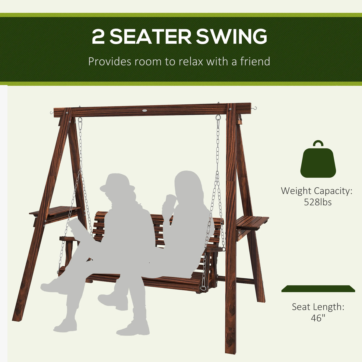 Outsunny Comfortable Outdoor Porch Swing Chair With Stand