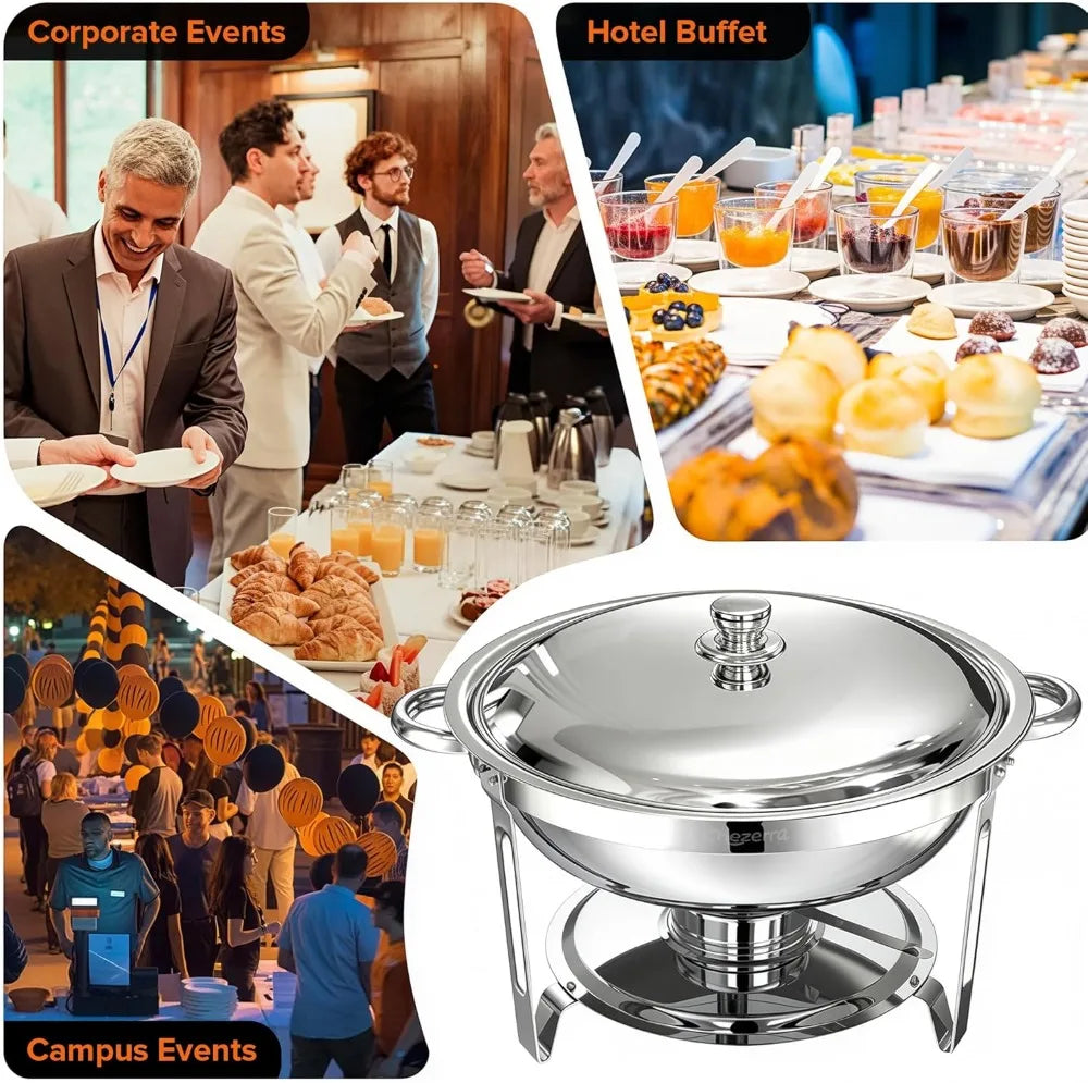 Stainless Steel Chafing Dish Set With Lid Holder For Buffet Events