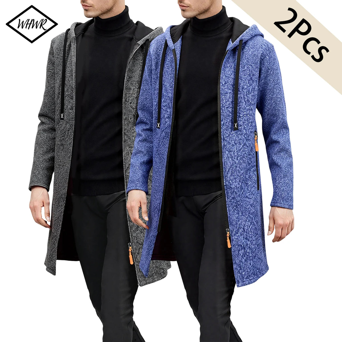 Men's Fleece Lined Hooded Zip Jacket With Zipper Pockets for Casual Wear