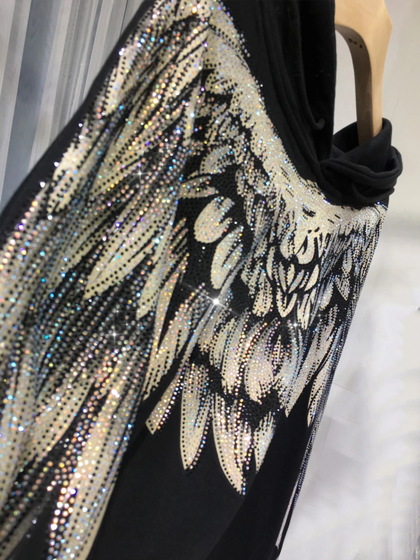 Plus Size Rhinestone Graphic Hoodie For Women Long Sleeve Pullover