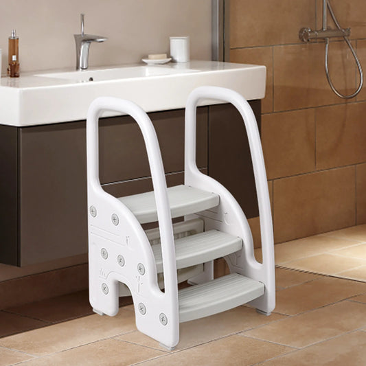 Toddler Plastic Step Stool With Side Handles For Bathroom Kitchen