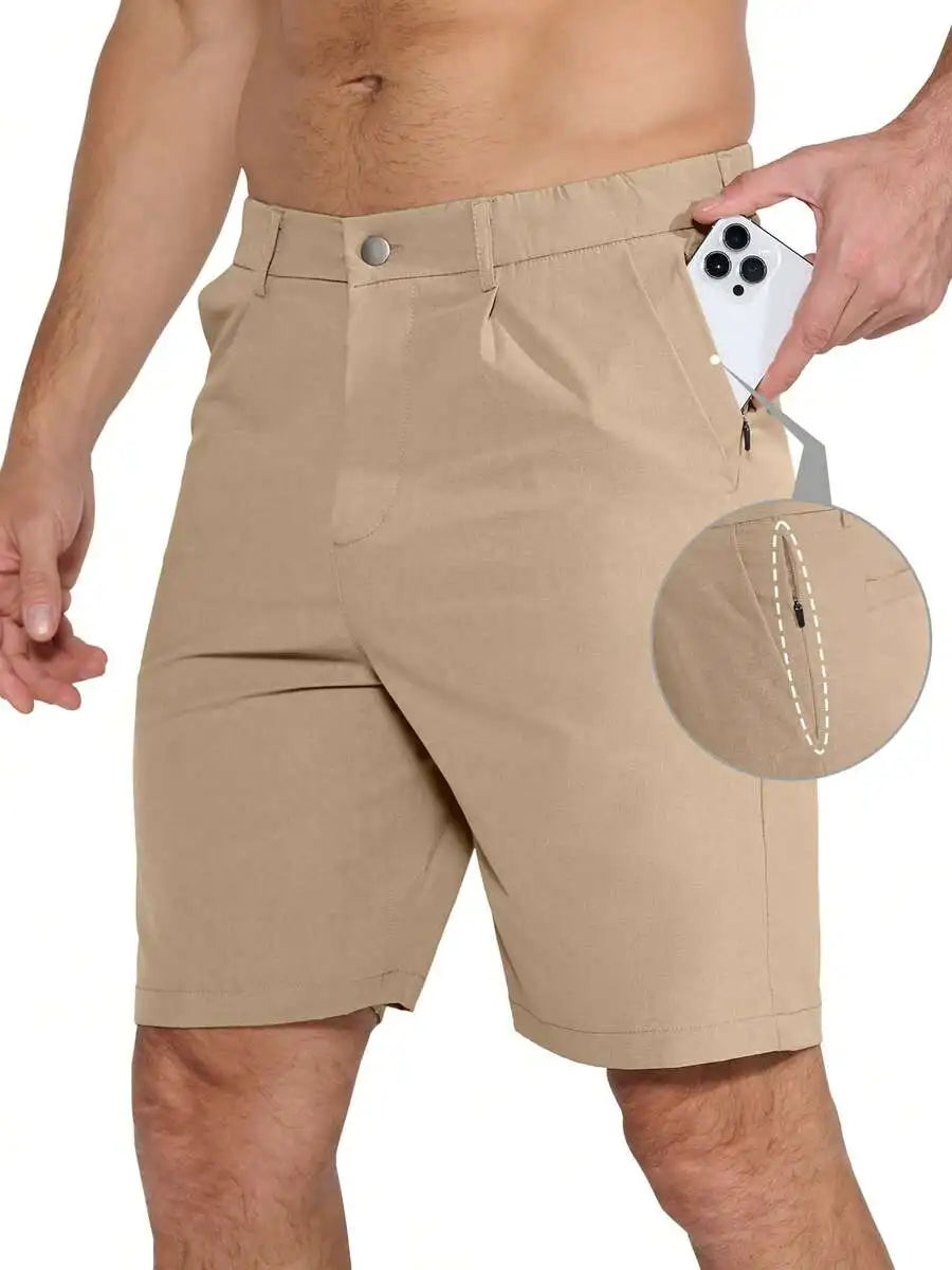 Mens 9 Inch Golf Shorts Stretch Quick Dry UPF 50+ Lightweight Flat Front Hiking Work Shorts With 5 Pockets