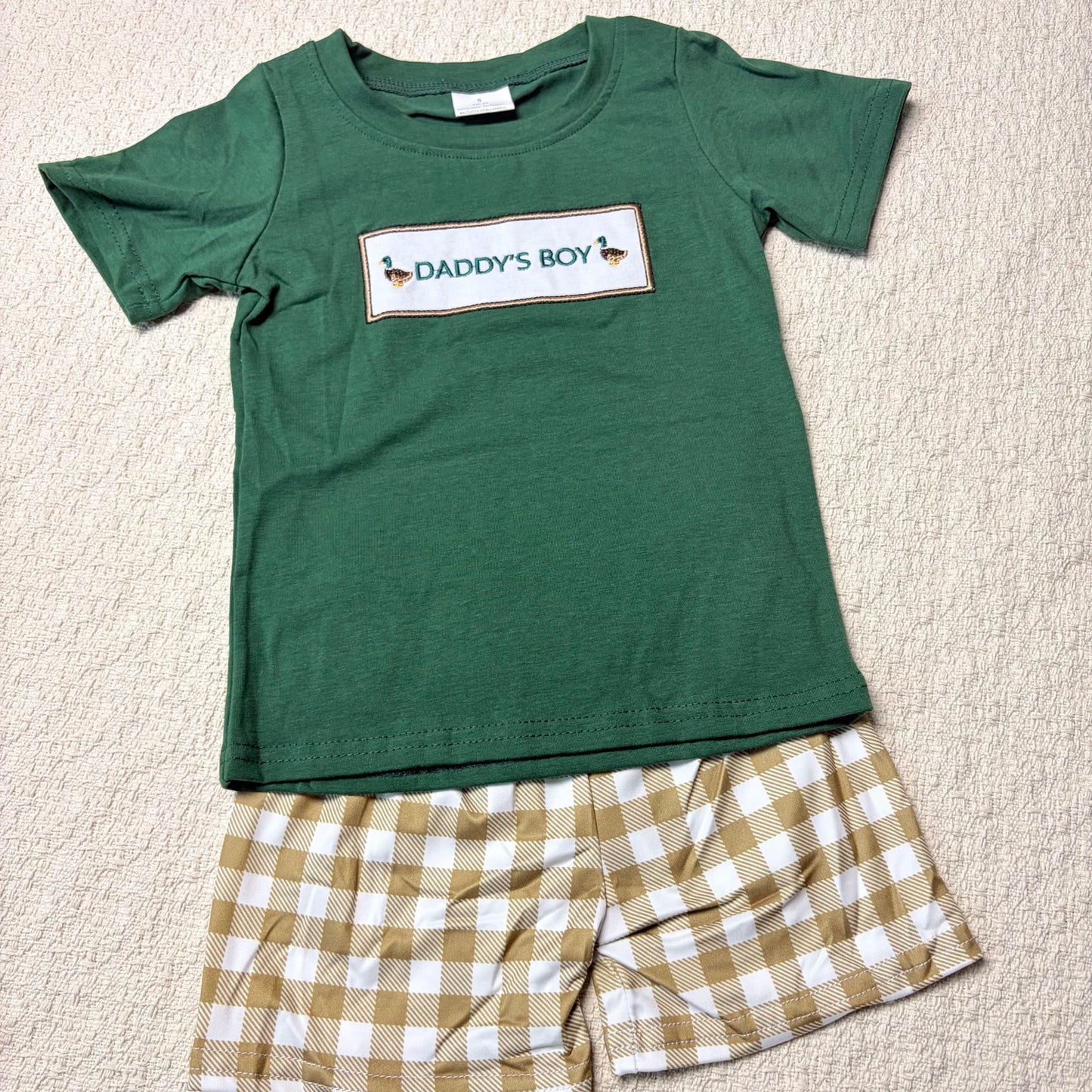 Sibling Baby Boys 'Daddy's Boy' Top And Checkered Shorts Set - Cute And Co-ordinated Outfit for Little Ones