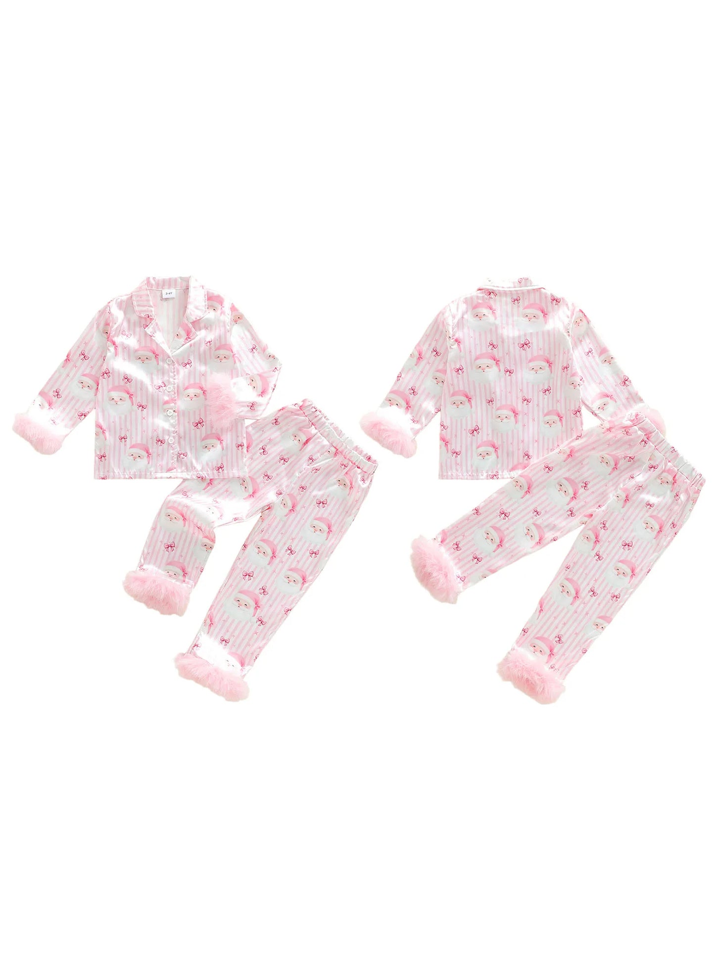 Girls Christmas Satin Pajama Set