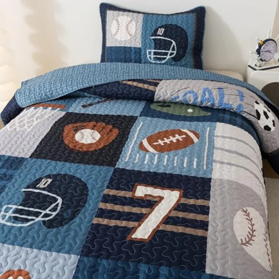 Sports Quilt Set And Shams For Boys