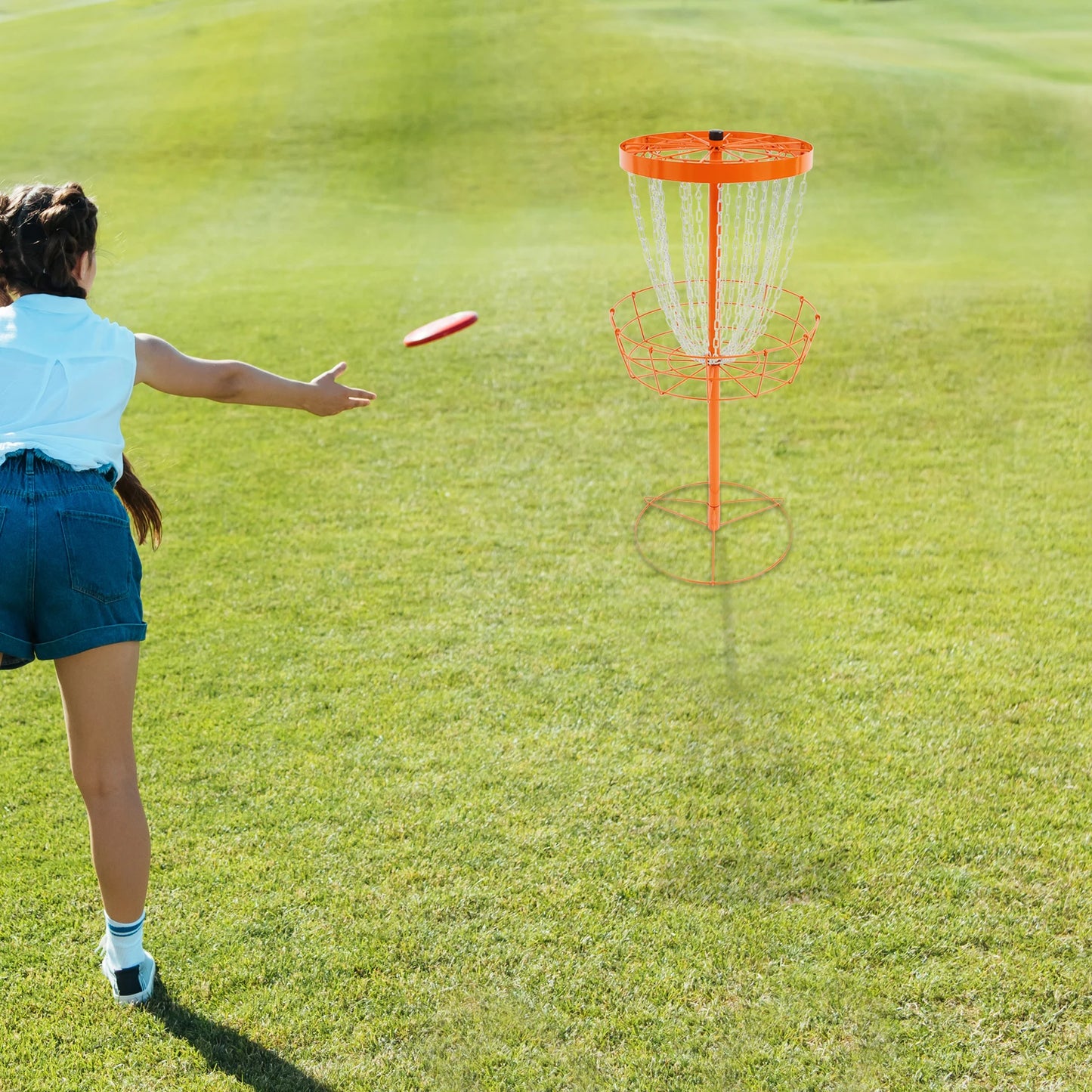 Disc Golf Basket Disc Golf Training Stand 24 Chain Portable Disc Golf Target for Golf Game Flying Disc Camping Outdoor