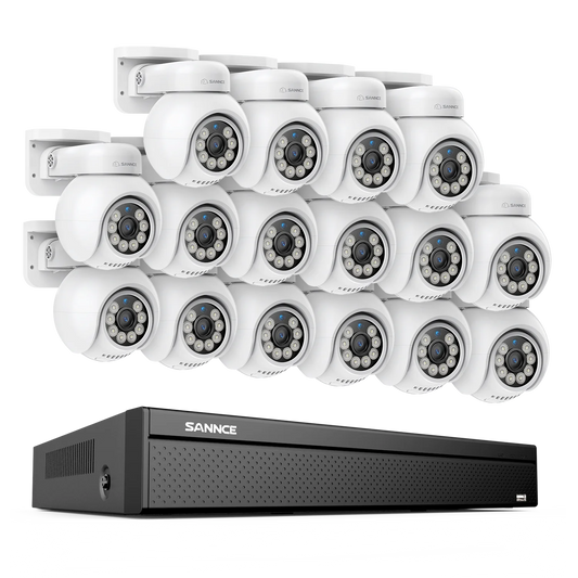 SANNCE 4K UHD 8MP POE Security Camera System 16CH NVR color Night Vision Camera ONVIF,4K Outdoor Security PT IP Cameras