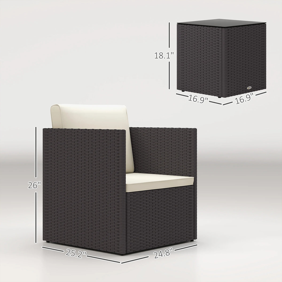 Outsunny Folding Wicker Bistro Patio Furniture Set For Garden