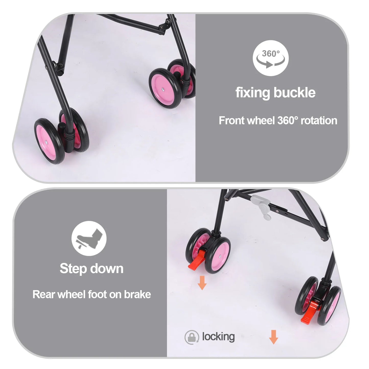 Wedyvko Pet Stroller Four Wheels With Brakes And Storage