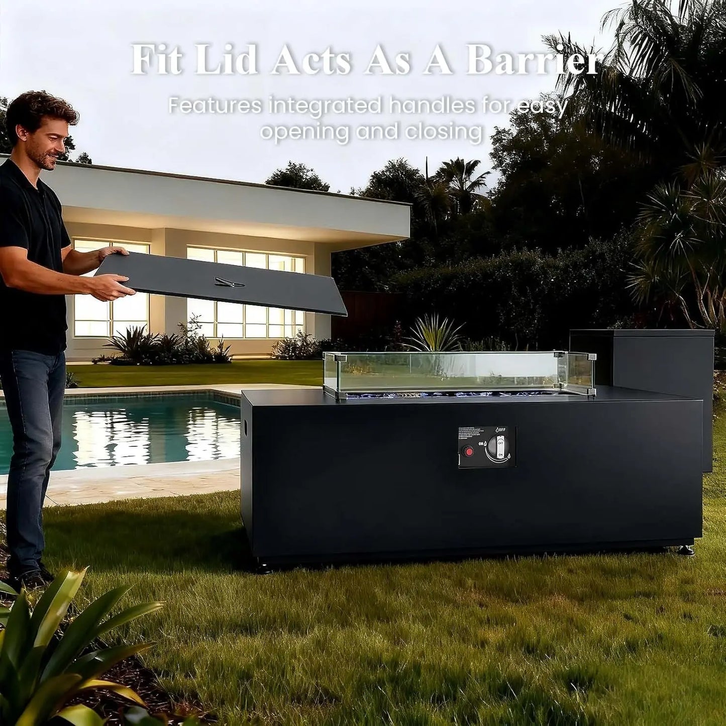 Outdoor Fire Pit Table With 55000 BTU Propane Weatherproof Cover