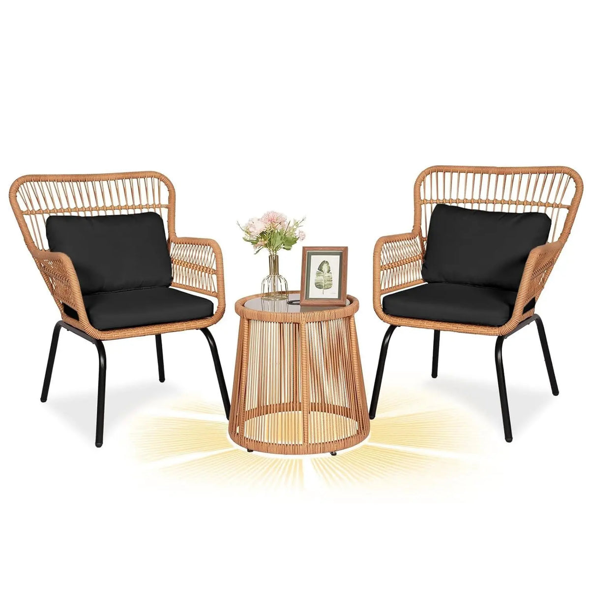 Modern Outdoor Wicker Rattan Patio Bistro Conversation Furniture Set