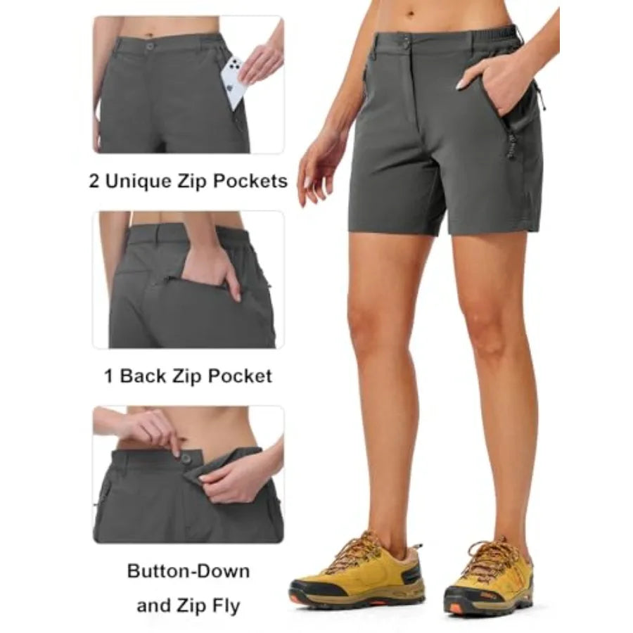 TBMPOY Women's 6" Hiking Cargo Shorts Quick Dry with Pockets Work Golf Short Lightweight Outdoor Active Summer for Women
