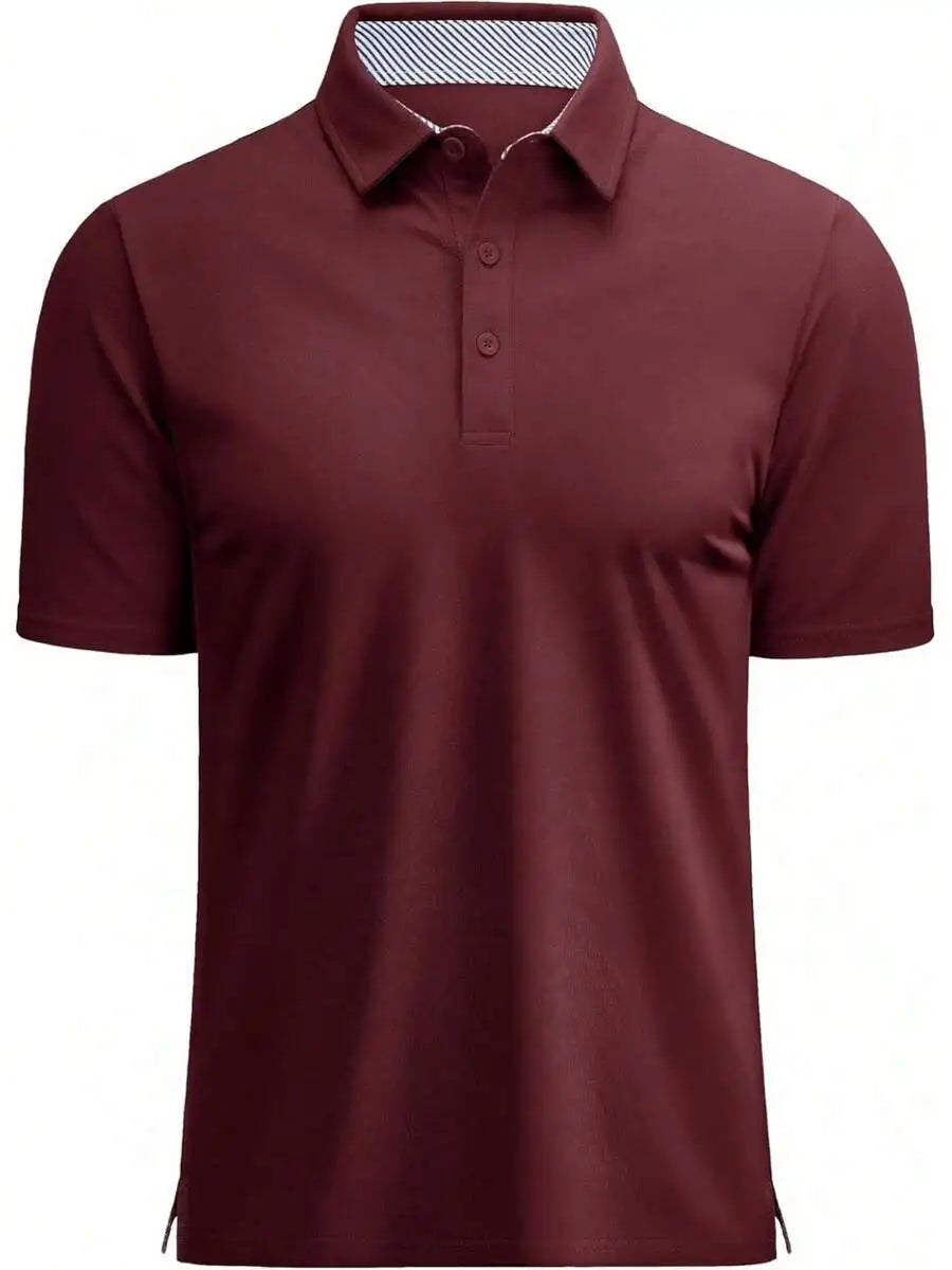 Mens Short Sleeve Cotton Pique 3-Button Classic Fit Casual Golf Shirt