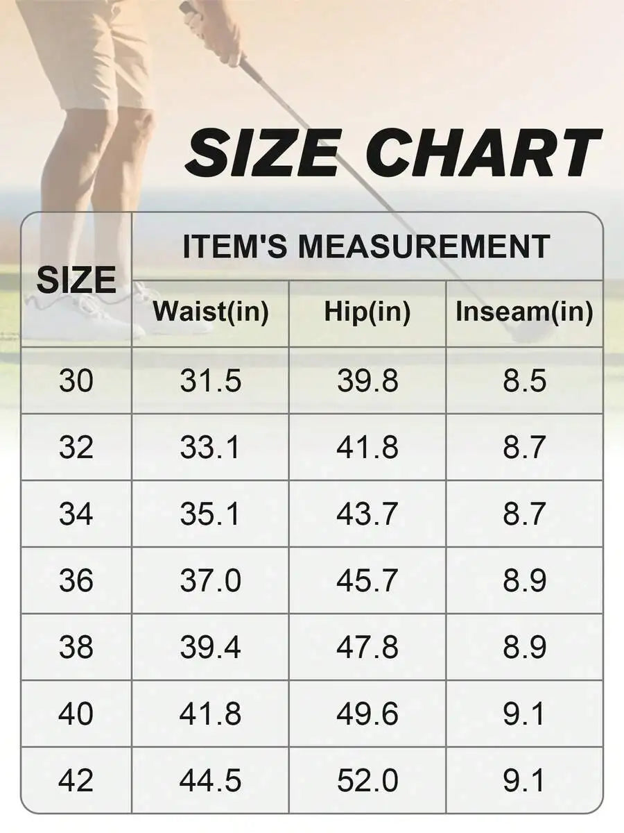 Mens 9 Inch Golf Shorts Stretch Quick Dry UPF 50+ Lightweight Flat Front Hiking Work Shorts With 5 Pockets