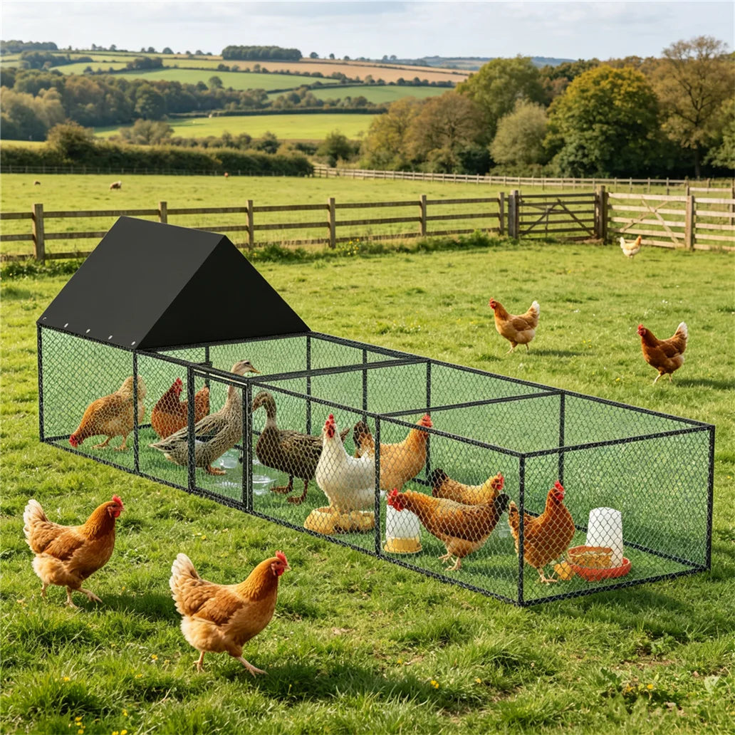 Large Chicken Coop Cage Outdoor Hen Poultry Cage Run Pen Fence Duck House with Nylon Netting Rabbit Hutch Run Nest Pet Cage
