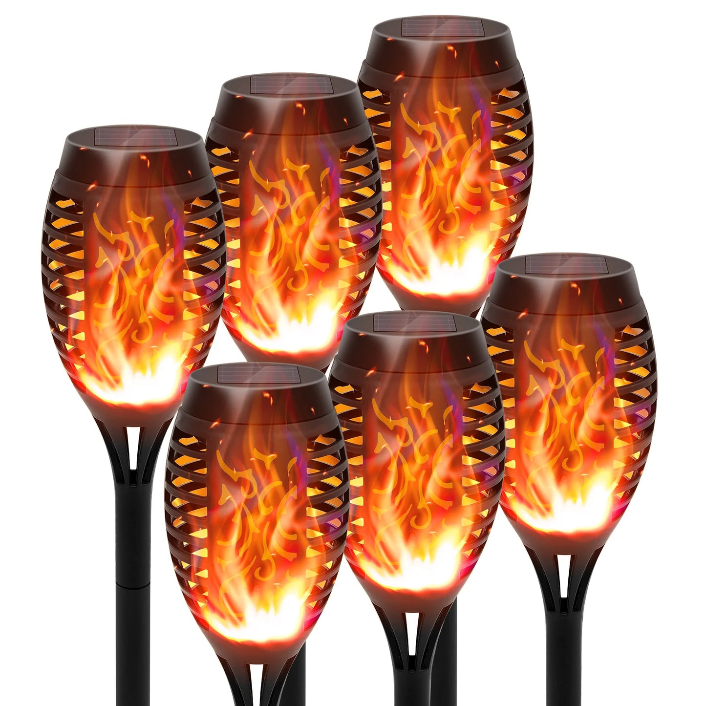Solar Torch Lights With Flickering Flame Outdoor Waterproof Pathway