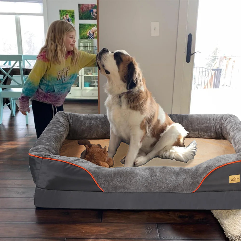 BORWARTCN Jumbo Orthopedic Memory Foam Dog Bed With Removable Cover