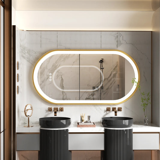 Wisfor Oval Vanity Mirror Dimmable LED Anti Fog Wall Mounted