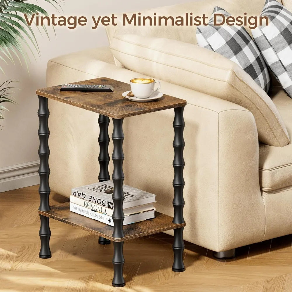 Side Table, 2-Tier End Table With Storage Shelf, Night Stand For Small Spaces, Modern Coffee Tables For Living Room, Bedr