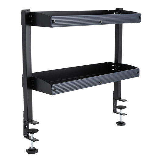 2-tier Clamp-on Desk Shelf Storage Display Rack Countertop or Under Table Space Saving Corner Shelf Black/White