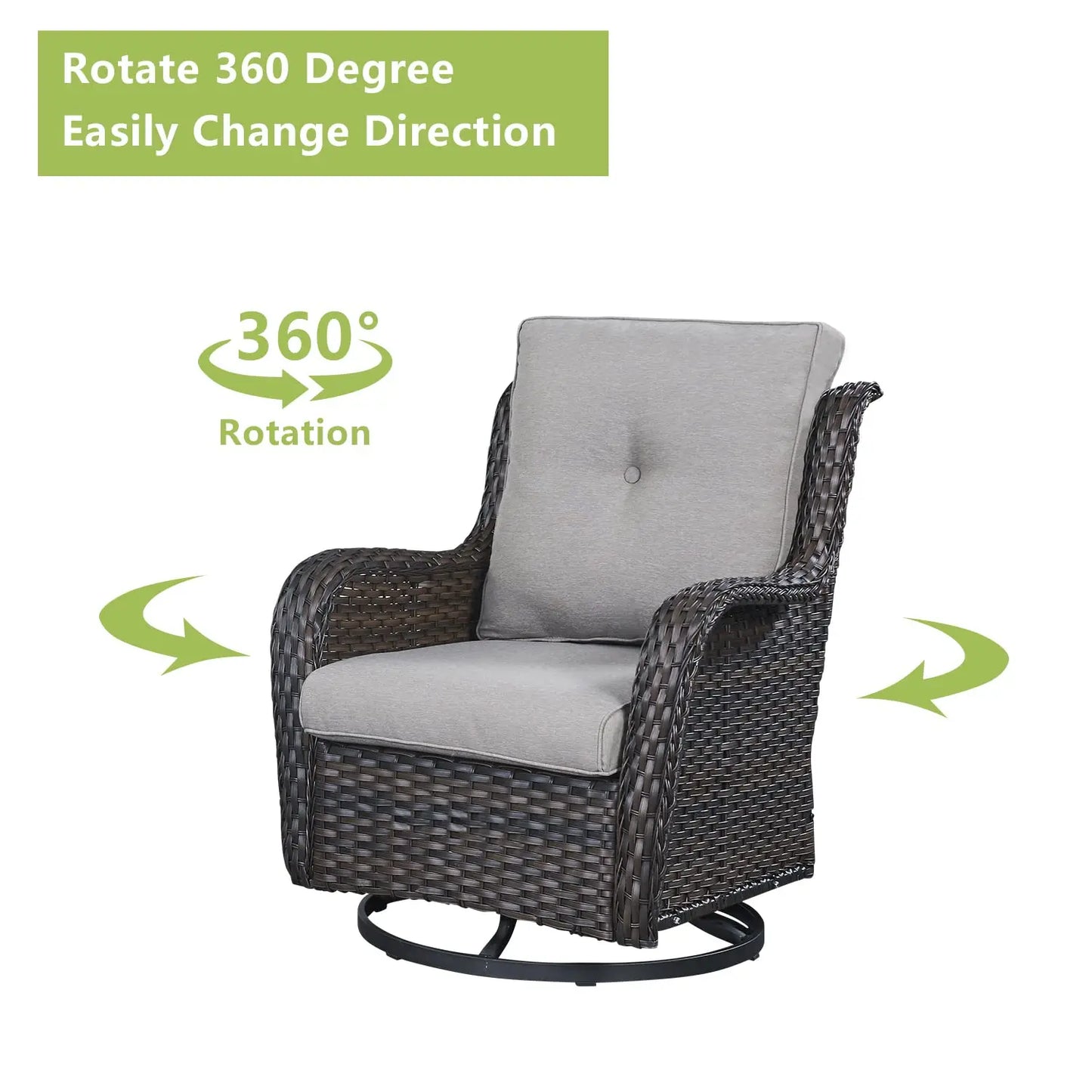 Wicker Patio Furniture Set - 5 Piece Rattan Outdoor Sectional Conversation Sets with 2 Swivel Rocking Chairs,2, Customized