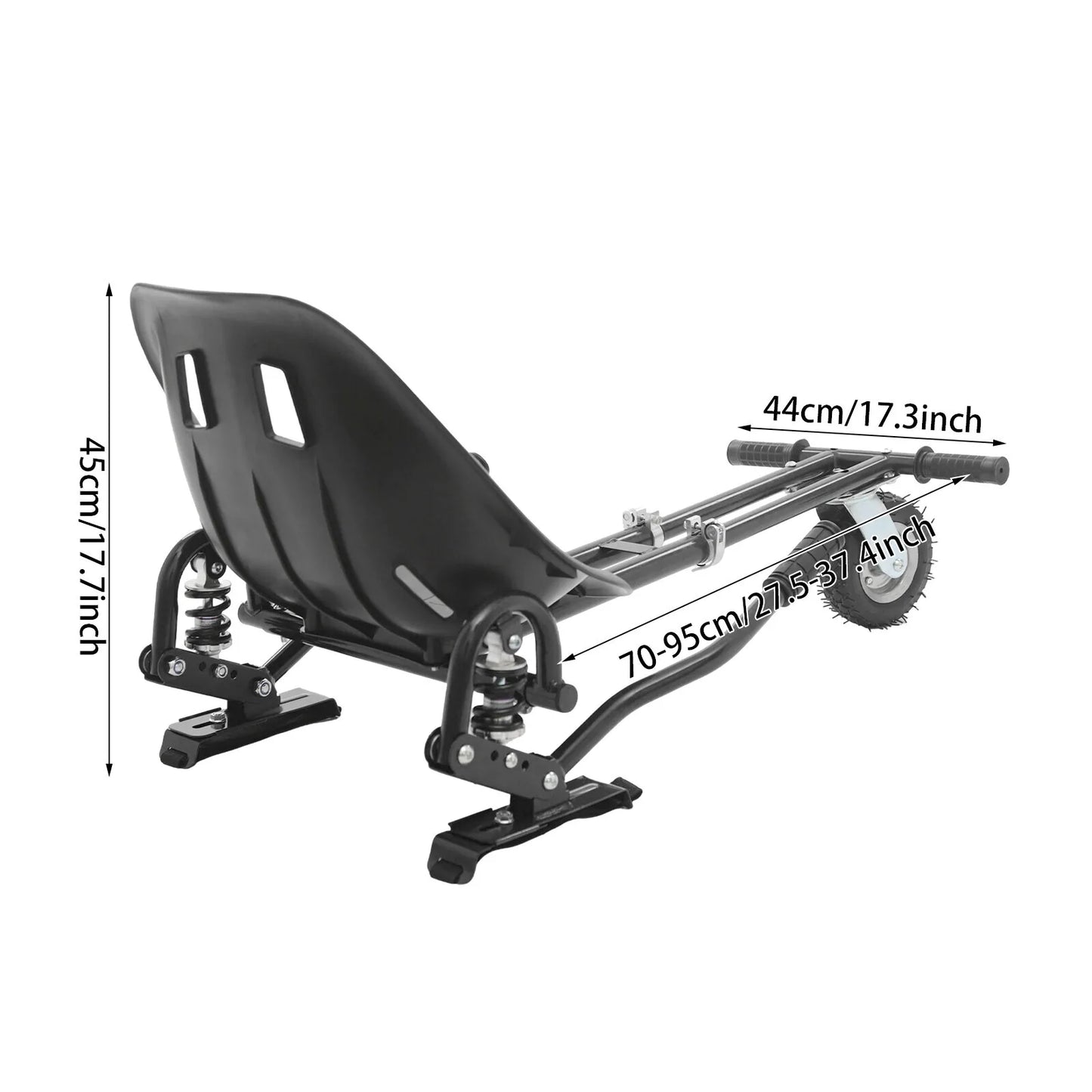 Adjustable Hoverboard Seat Attachment with Dual Shock Absorbers Ergonomic Design 220lbs Load Capacity for 6.5"-10" Scooters