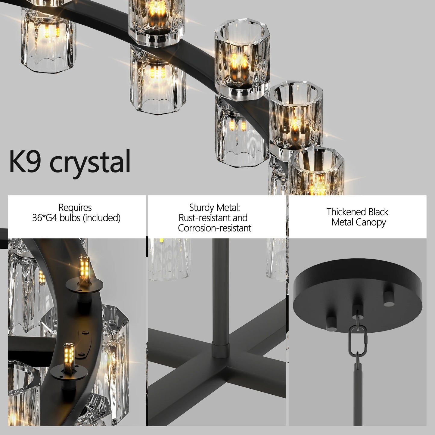 ZHIKEA Crystal Chandeliers Led Lights For Living Rooms