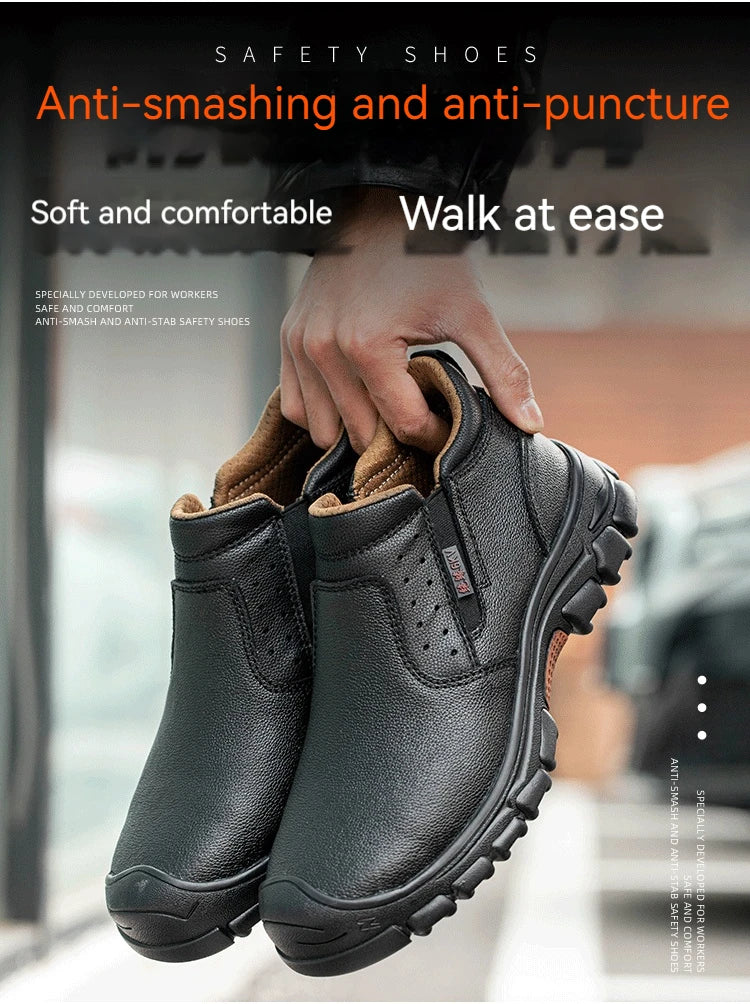 Mens Work Boots With Composite Toe Metatarsal Guard And Anti Slip Rubber Outsole
