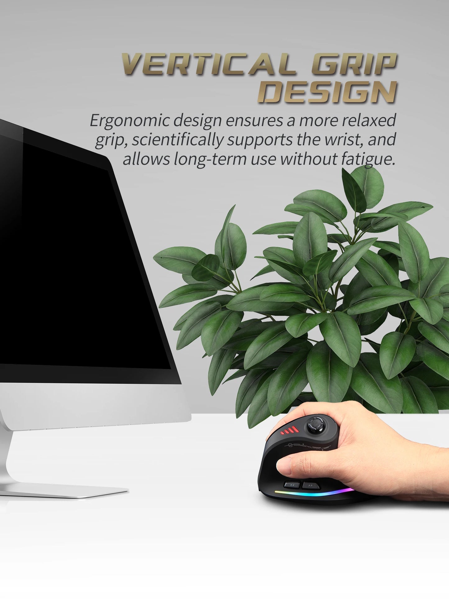Backlit Vertical Ergonomic Mouse 2.4G Wireless Mouse with Joystick Programming Game Mouse 24000DPI Wired Mice