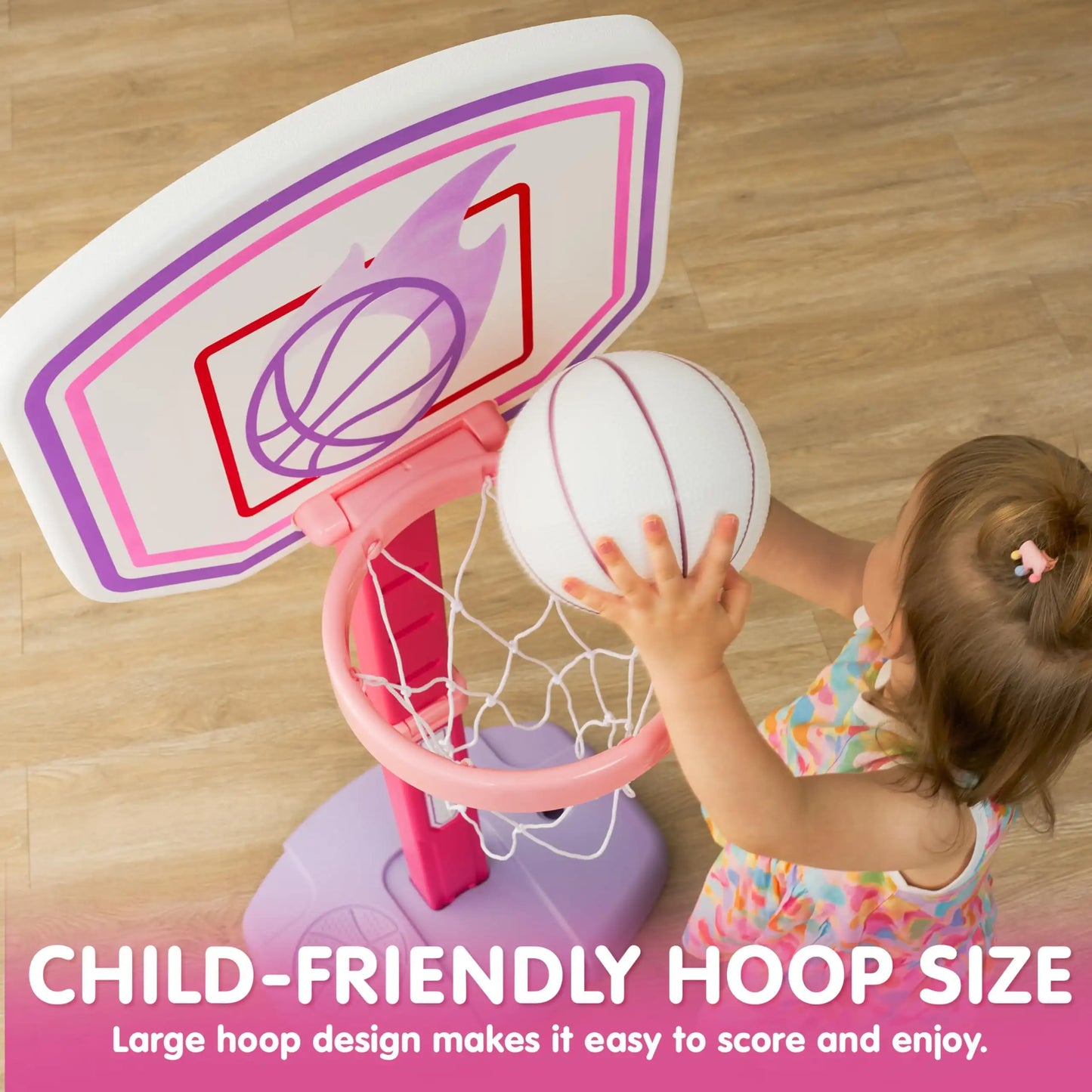 Joyfy Toddler Indoor Basketball Hoop Set With Adjustable Height And 4 Balls