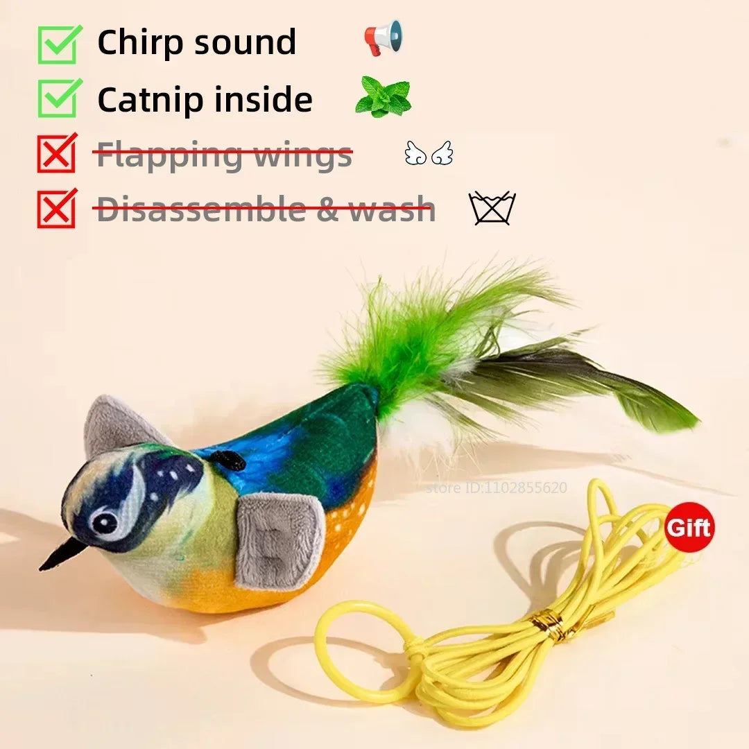 Bird Shaped Interactive Cat Toy With Rechargeable Chirping Flapping Plush