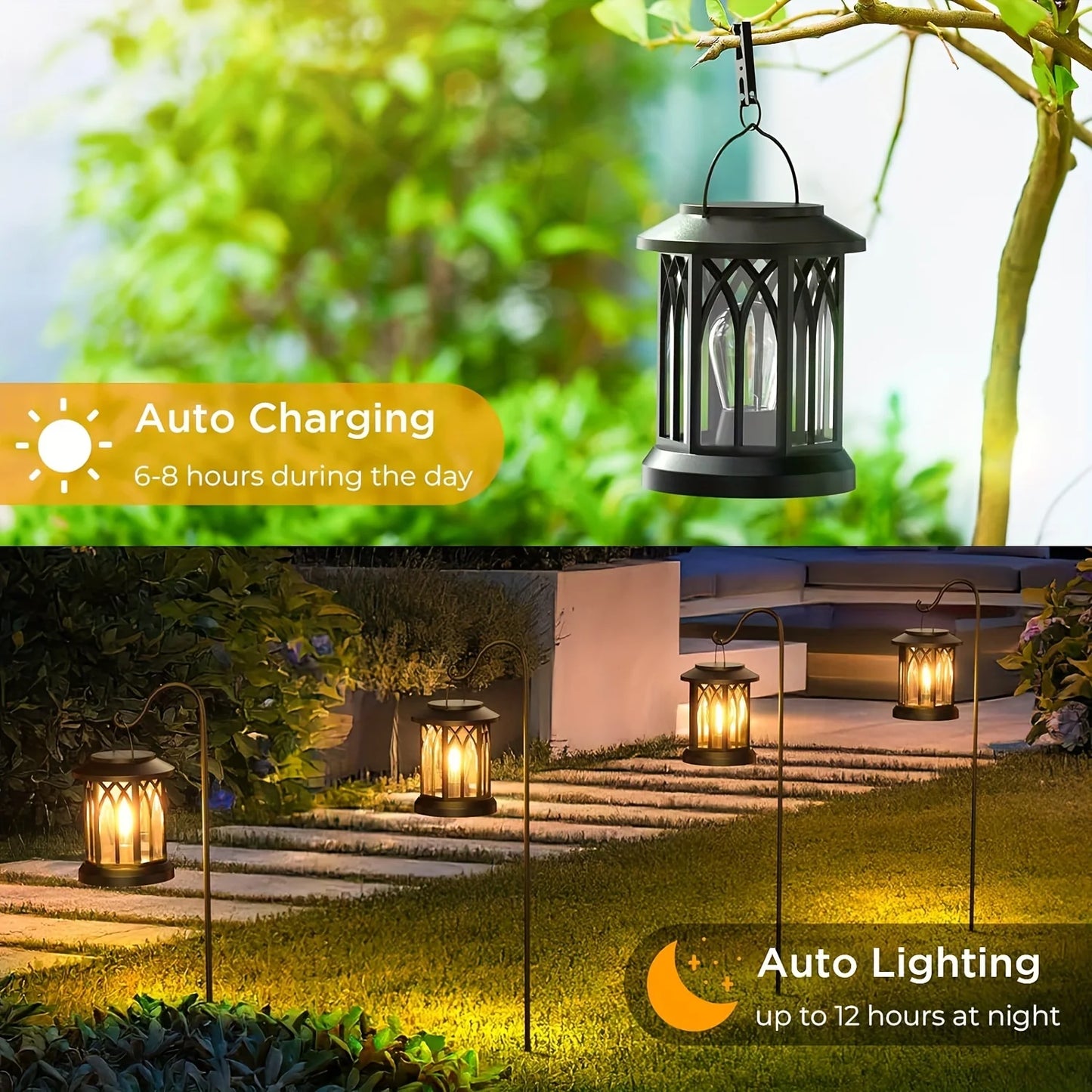 KPSTEK 2 Pack Upgraded Bright Solar Lantern Lights Outdoor Patio