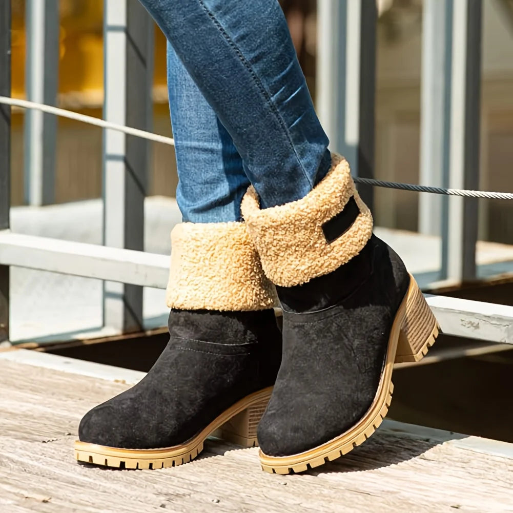 Winter Faux Fur Snow Boots for Women With Platform Heels