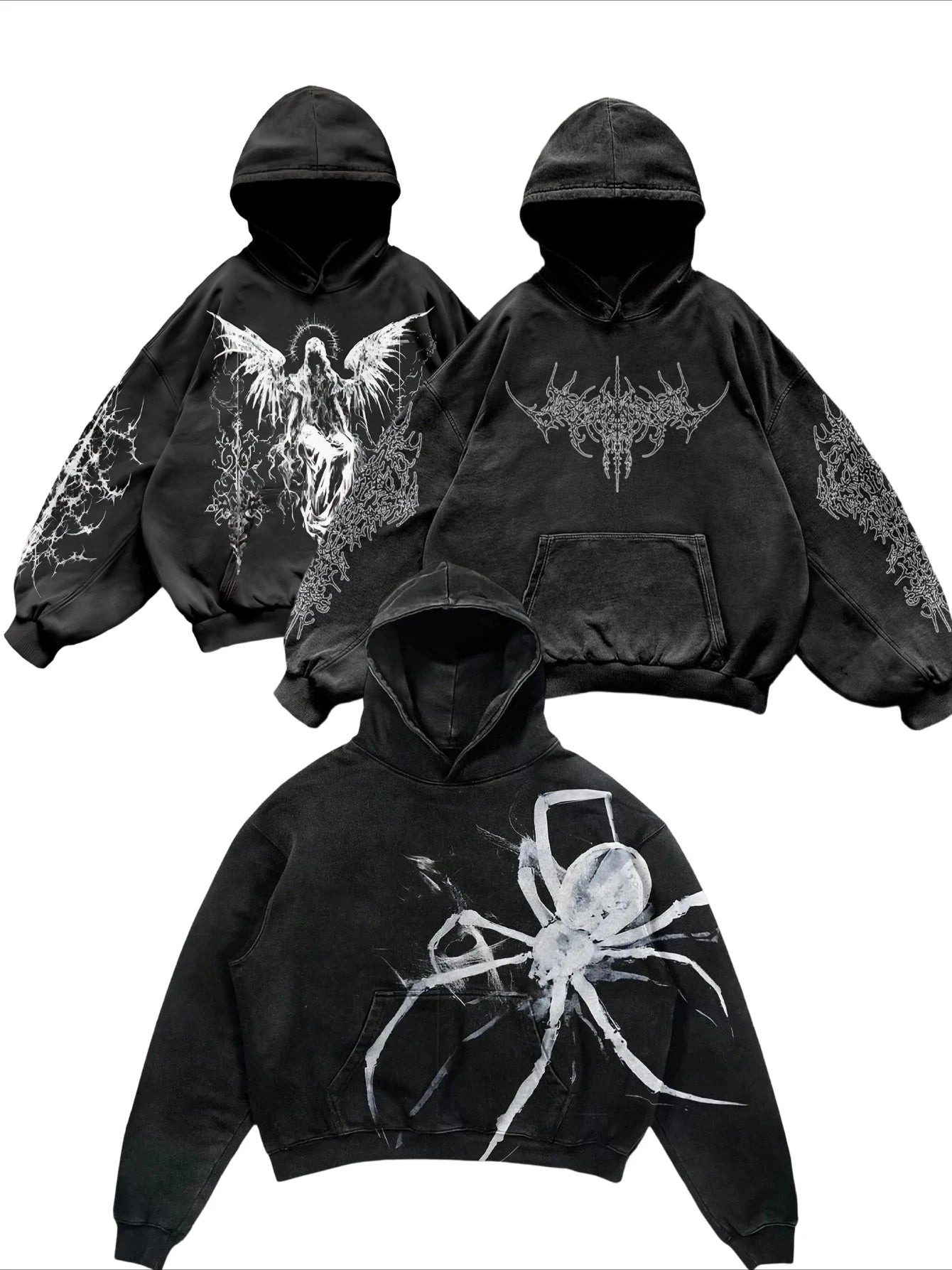 Casual Dark Angel Print Hoodie Unisex Harajuku Y2K Streetwear Style