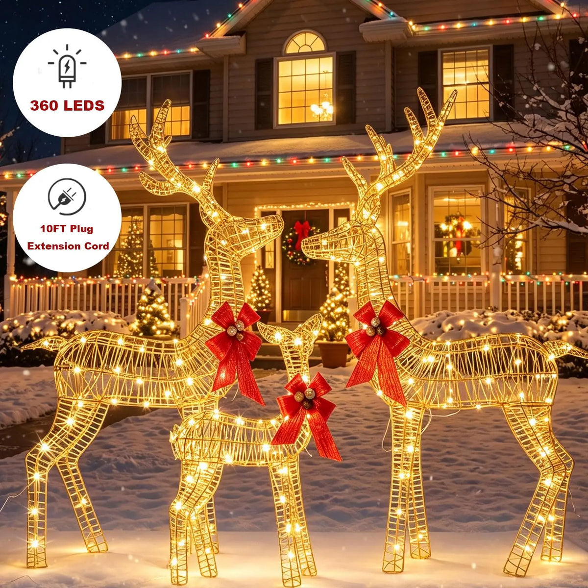 HiMISS Christmas Deer Family Outdoor Led Yard Garden Decor