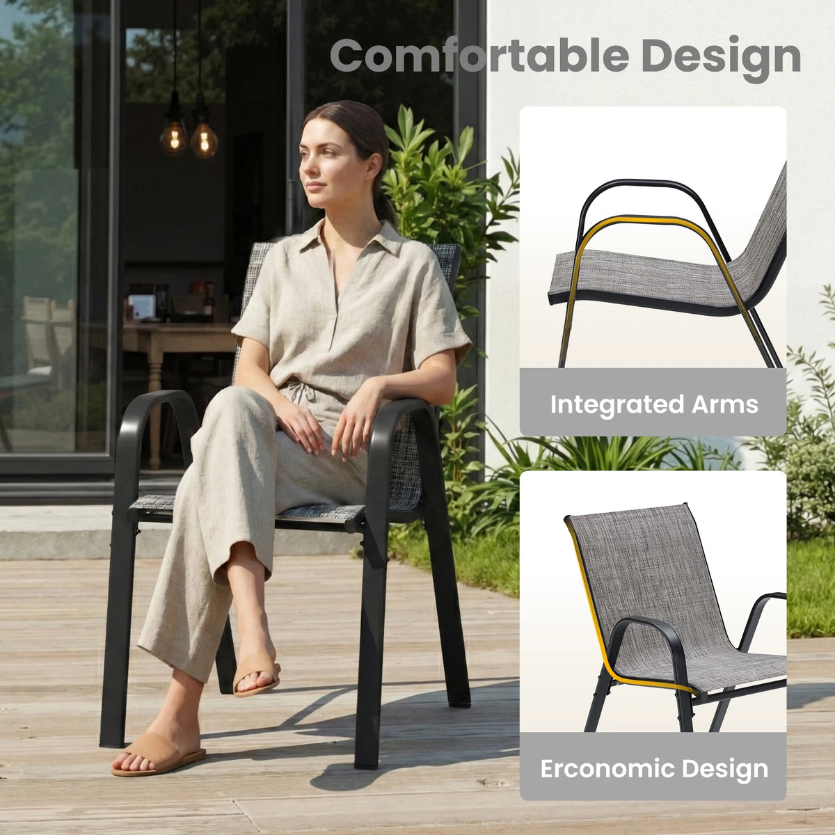 7 Piece Metal Outdoor Dining Furniture With 6 Round Chairs