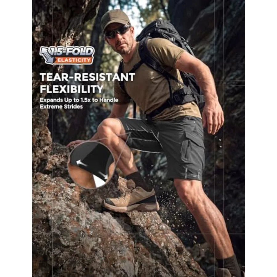 XKTTAC Men's Outdoor Quick Dry Lightweight Stretchy Shorts for Hiking, Tactical, Camping, Travel with 6 Pockets