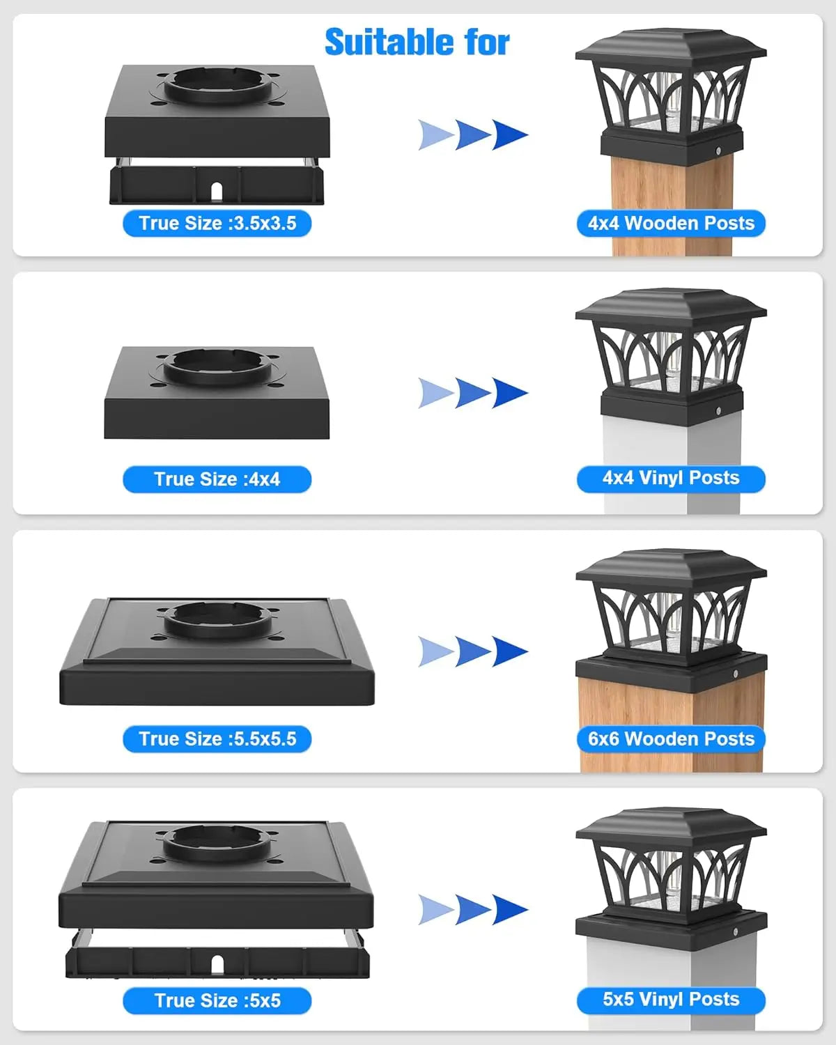 SZRSTH 4 Pack Outdoor Solar Post Lights With Edison Bulbs