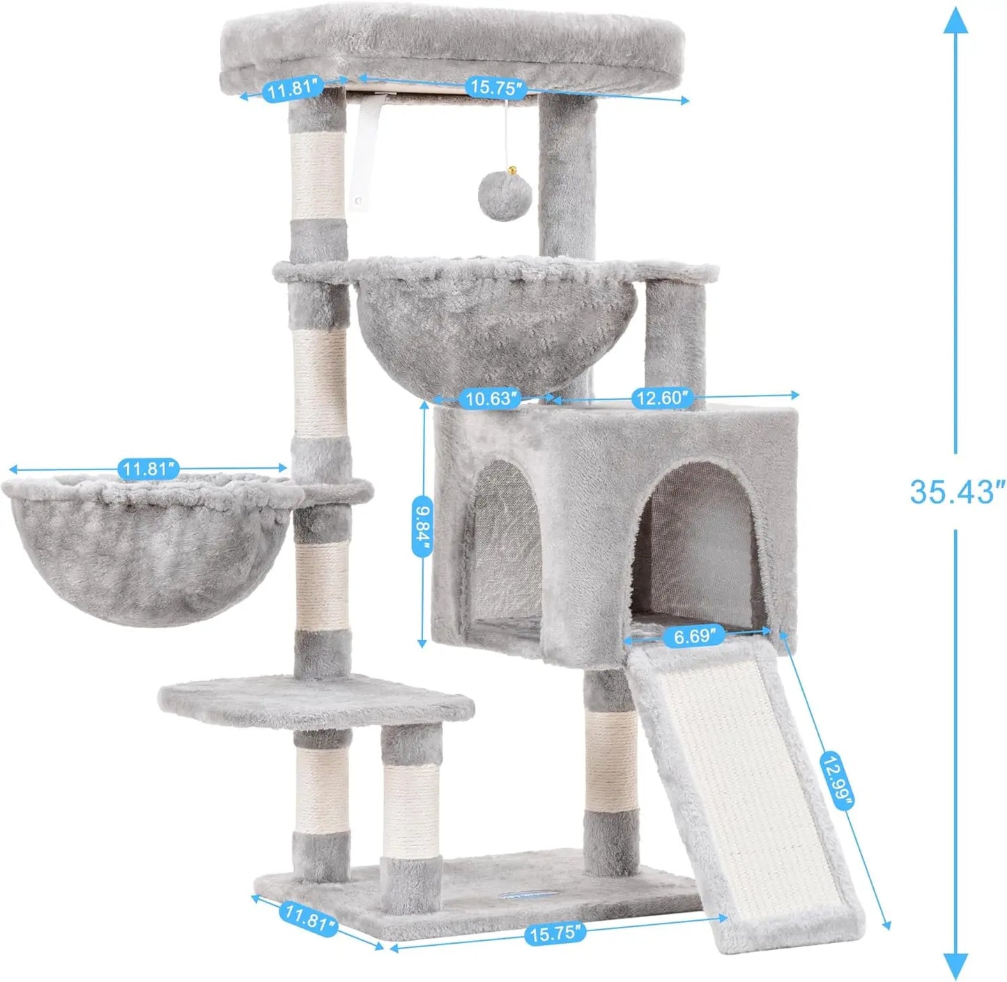 Heybrother Cat Tree Indoor Three Tier Tower With Cozy Condo