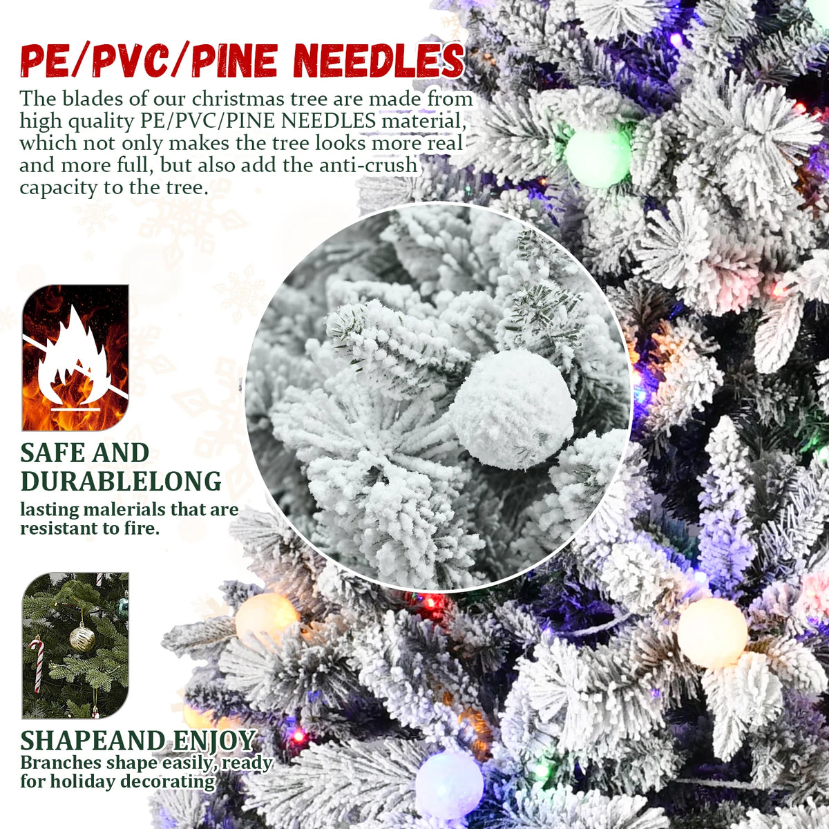 Pre Lit Flocked Artificial Christmas Tree With Led Lights