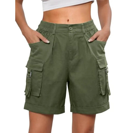 Gleeneat Bermuda Cargo Shorts for Women Baggy Knee Length Denim Shorts High Waist 6 Pockets 2026 Summer Casual