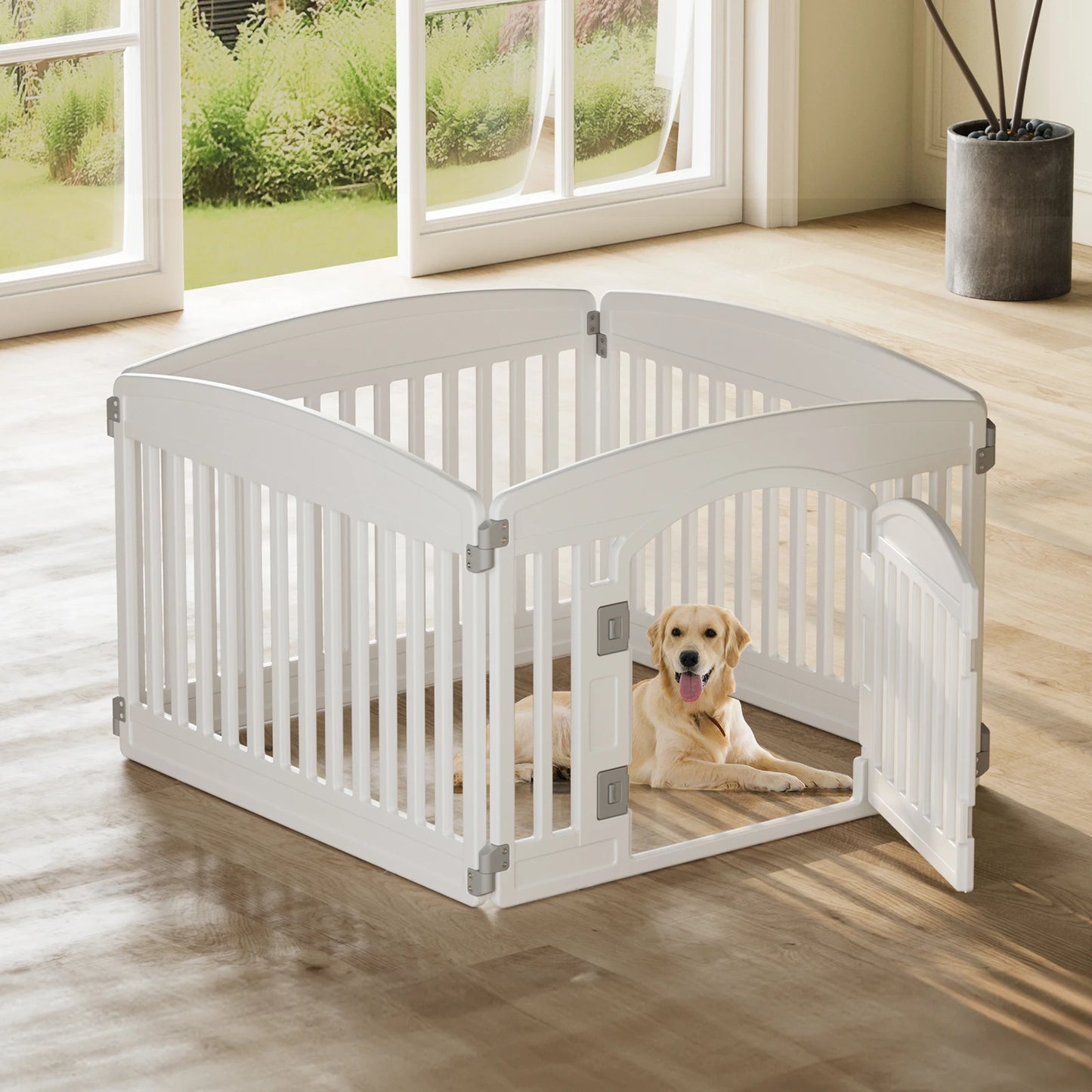 JHK Plastic Dog Playpen Portable Indoor Outdoor Fence