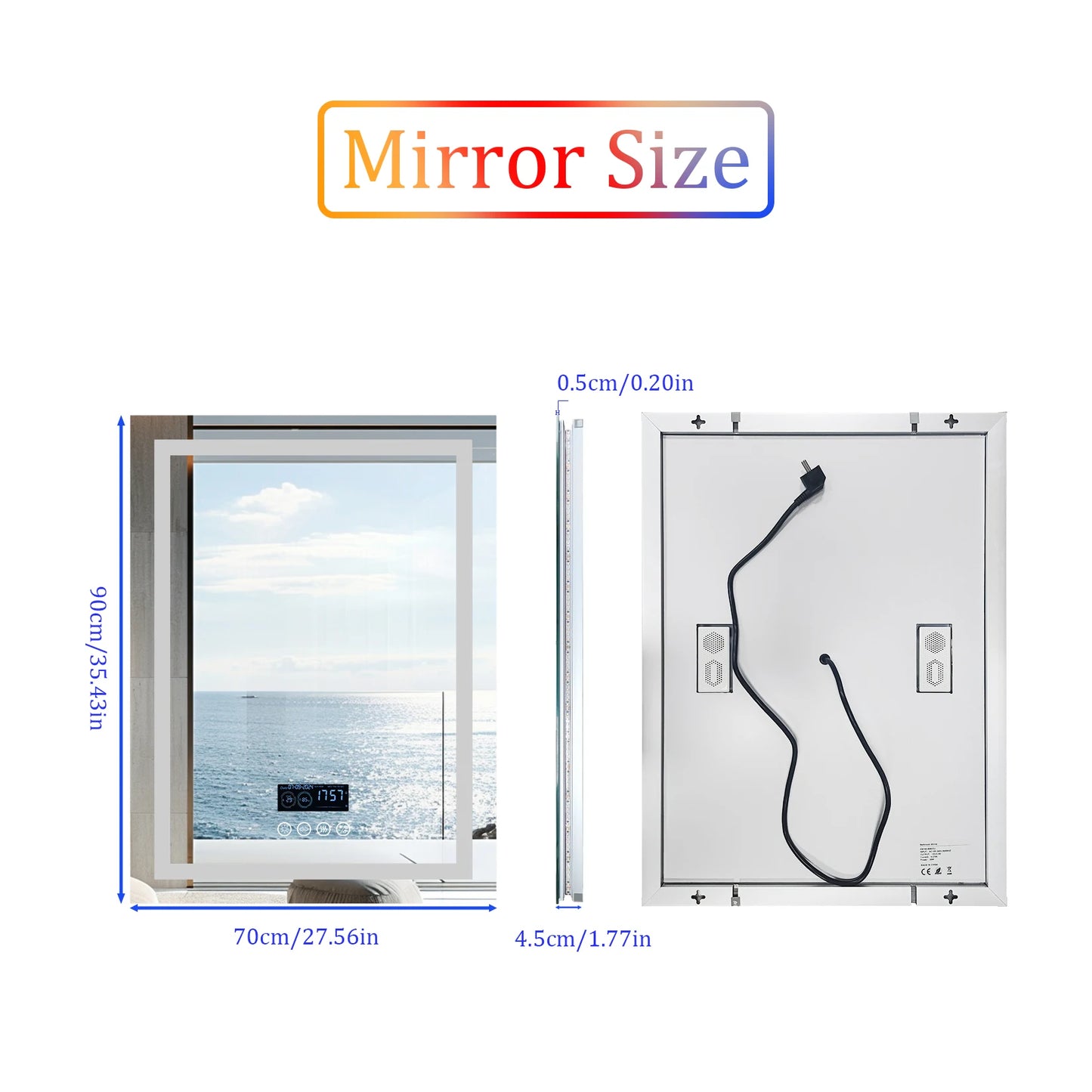 Wisfor Smart Led Bathroom Vanity Mirror Bluetooth Speaker Antifog Dimming