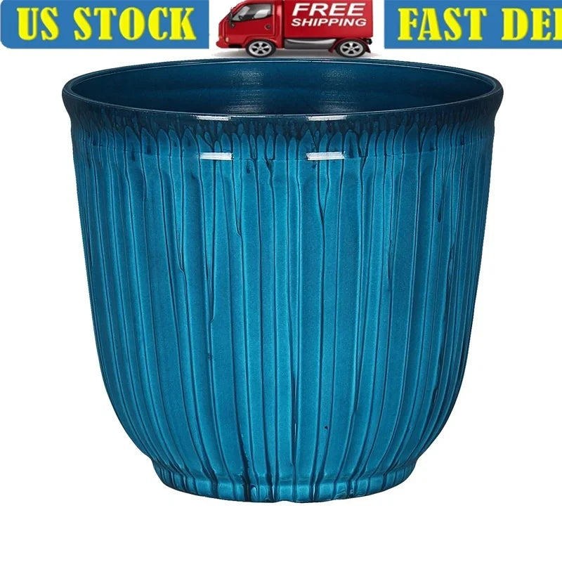 Recycled Plastic Round Planter with Drainage Holes UV Resistant Tear Resistant Indoor Outdoor Use Ideal Succulents Flowers and