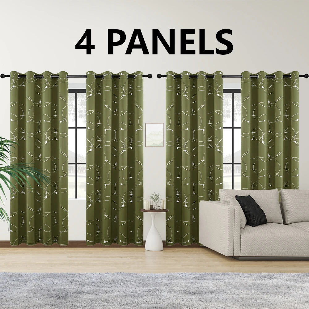Blackout Curtains With Circle And Dot Foil Print