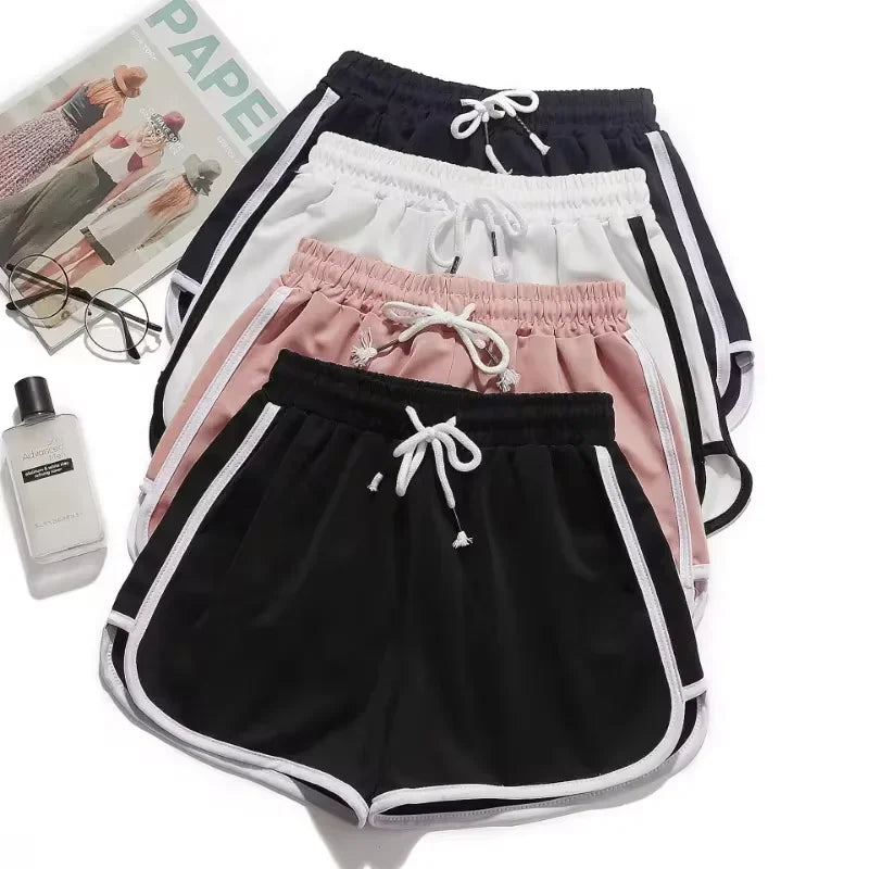 2024 Striped Sports Shorts Women Korean Fashion Casual Mini Shorts Summer Simple Loose Wide Leg Shorts Ladies New