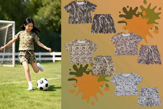 Sibling Baby Girls Short Sleeve Shirts Top Pockets Short Scallop Clothes Sets